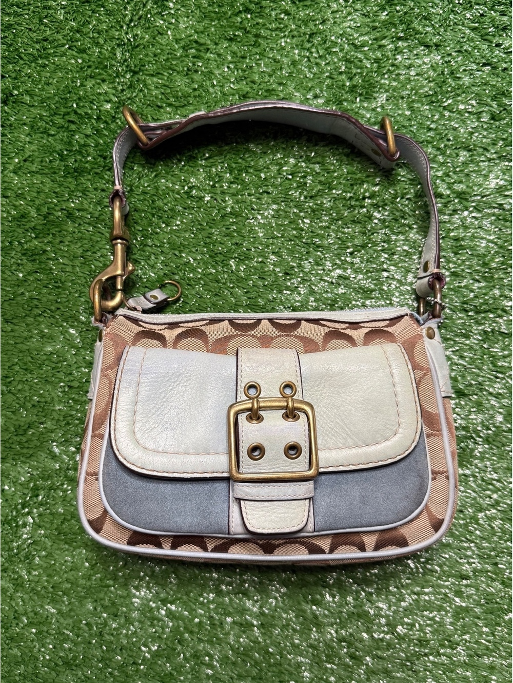 Vintage Coach Legacy Signature Canvas Mini Shoulder Bag